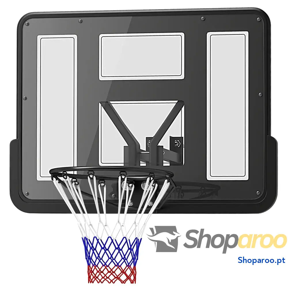 Tabela de Basquetebol Parede para Interior e Exterior com Painel Inquebrável 110x75 cm Rede Resistente a Rasgos Preto