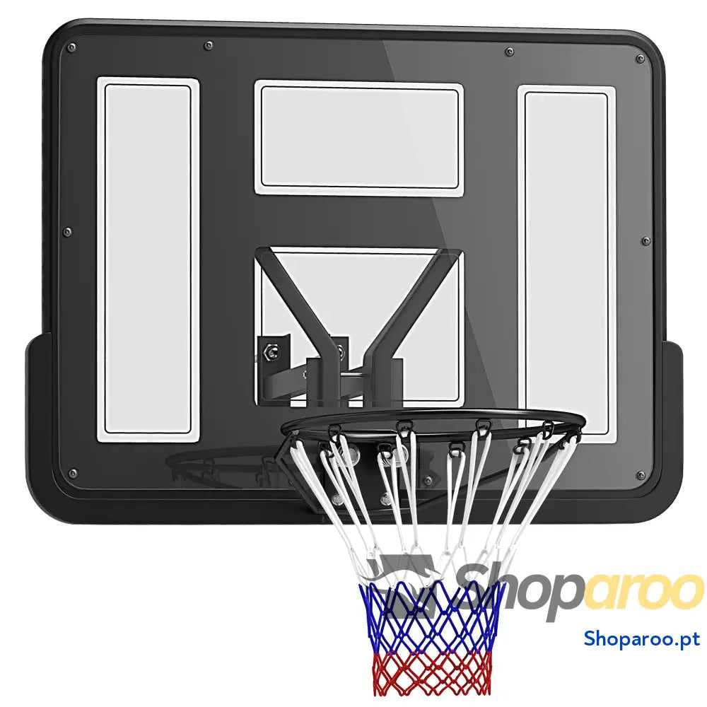 Tabela de Basquetebol Parede para Interior e Exterior com Painel Inquebrável 110x75 cm Rede Resistente a Rasgos Preto
