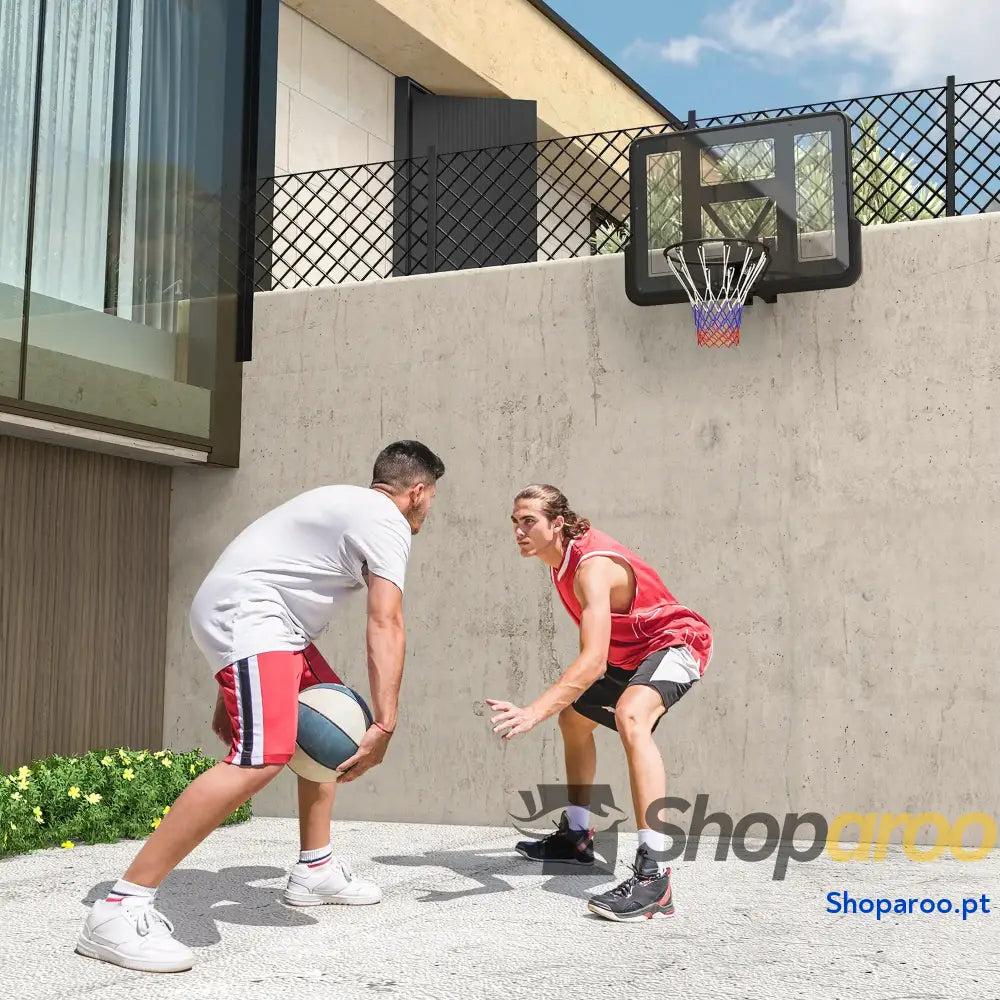 Tabela de Basquetebol Parede para Interior e Exterior com Painel Inquebrável 110x75 cm Rede Resistente a Rasgos Preto