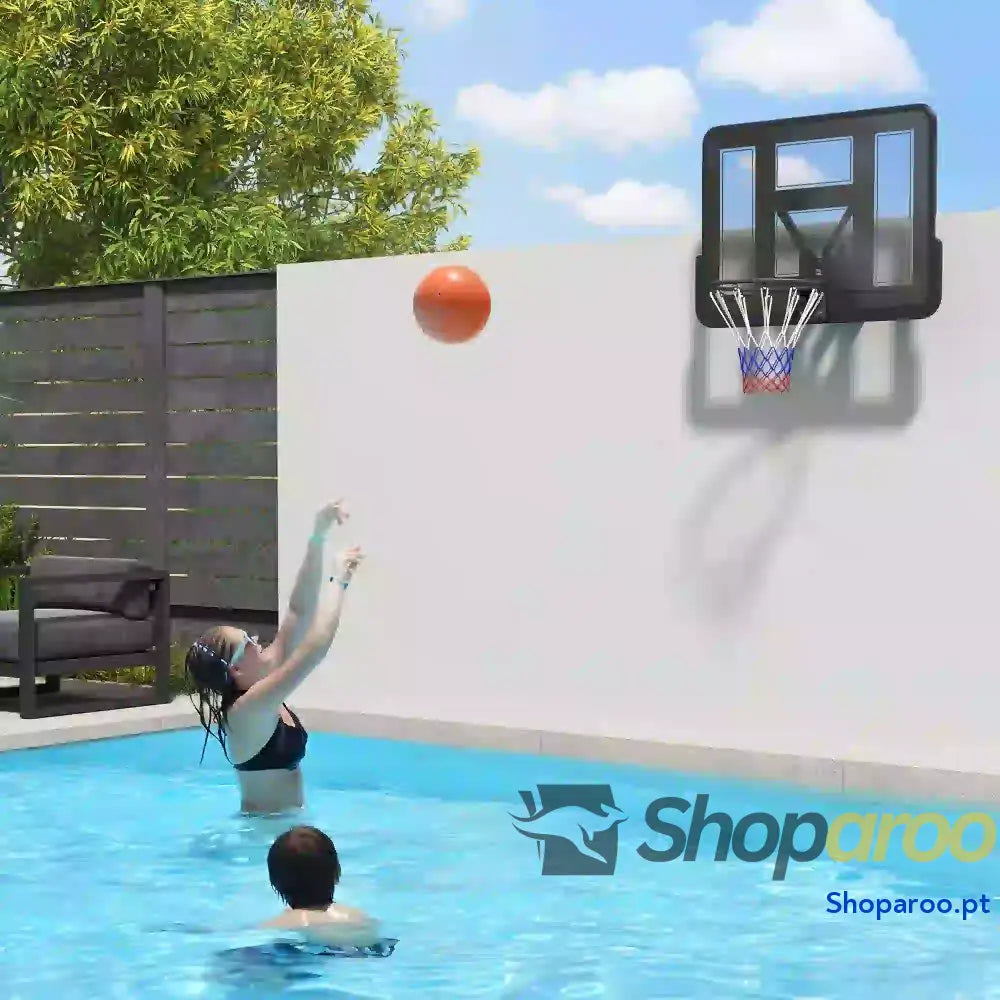 Tabela de Basquetebol Parede para Interior e Exterior com Painel Inquebrável 110x75 cm Rede Resistente a Rasgos Preto