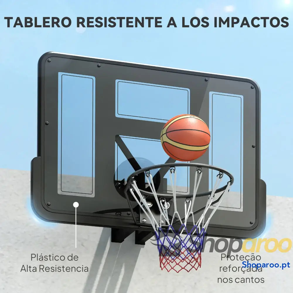 Tabela de Basquetebol Parede para Interior e Exterior com Painel Inquebrável 110x75 cm Rede Resistente a Rasgos Preto