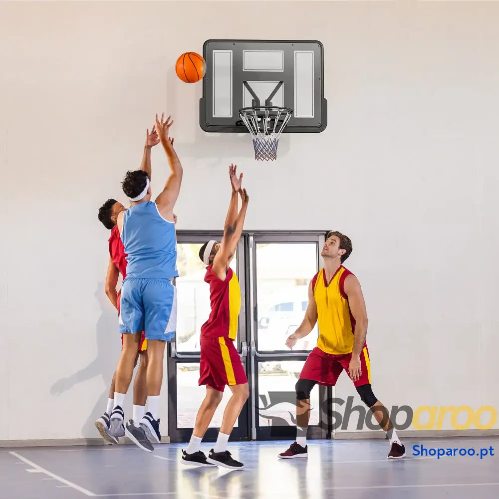 Tabela de Basquetebol Parede para Interior e Exterior com Painel Inquebrável 110x75 cm Rede Resistente a Rasgos Preto