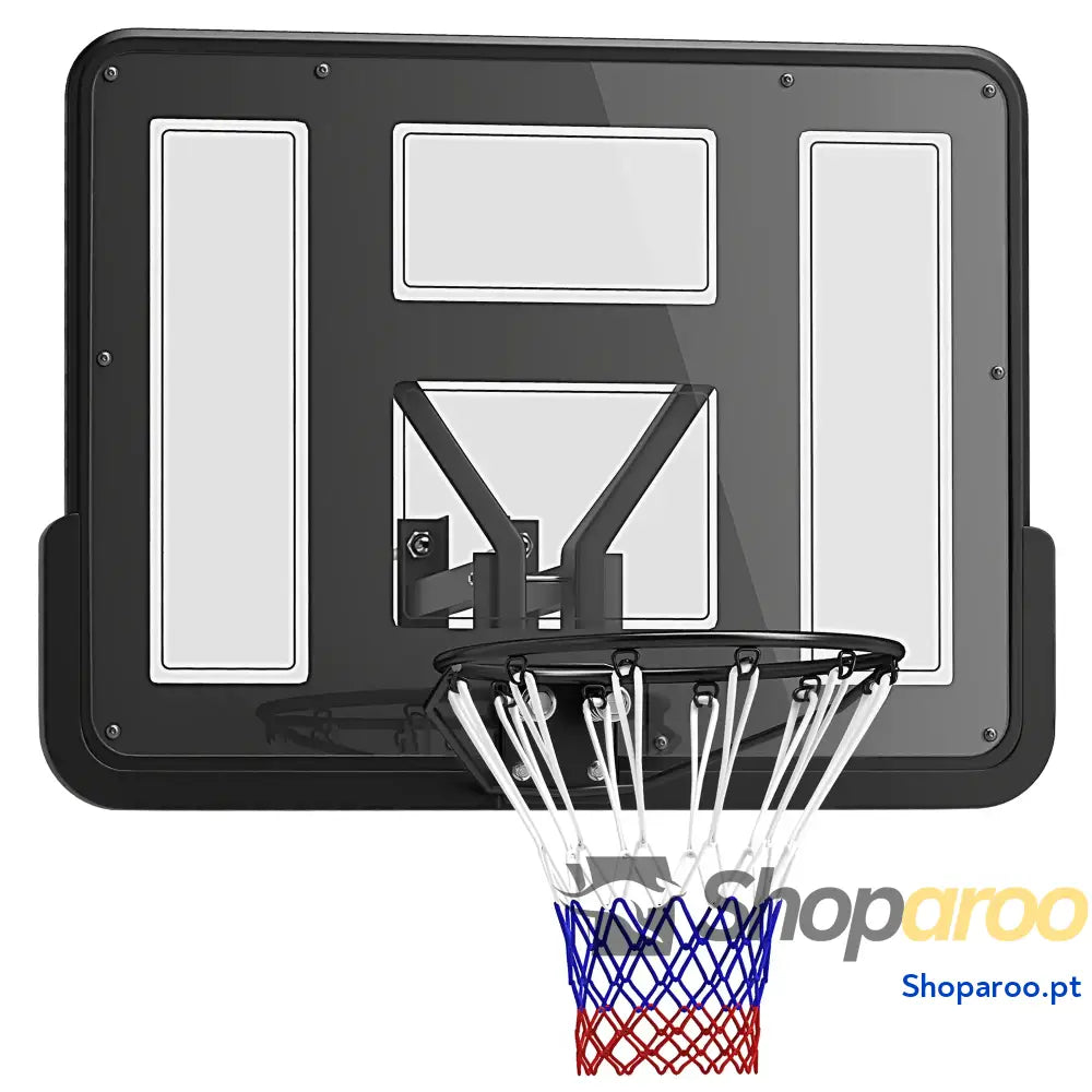 Tabela de Basquetebol Parede para Interior e Exterior com Painel Inquebrável 110x75 cm Rede Resistente a Rasgos Preto