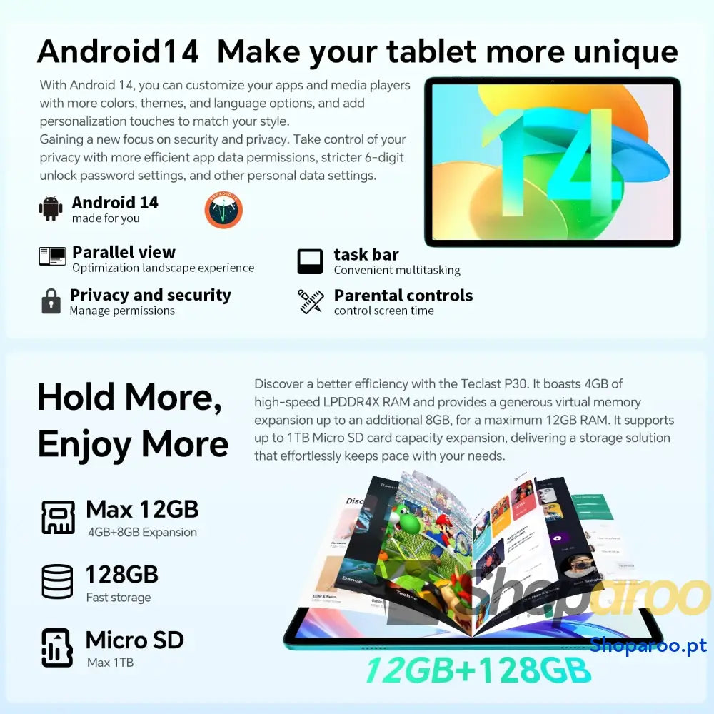 Tablet Teclast P30 Octa Core UNISOC T606 10,1 Polegadas 12GB RAM