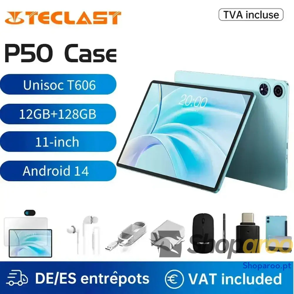 Tablet Teclast P50 Android 14 11 Polegadas Unisoc T606 4GB 128GB