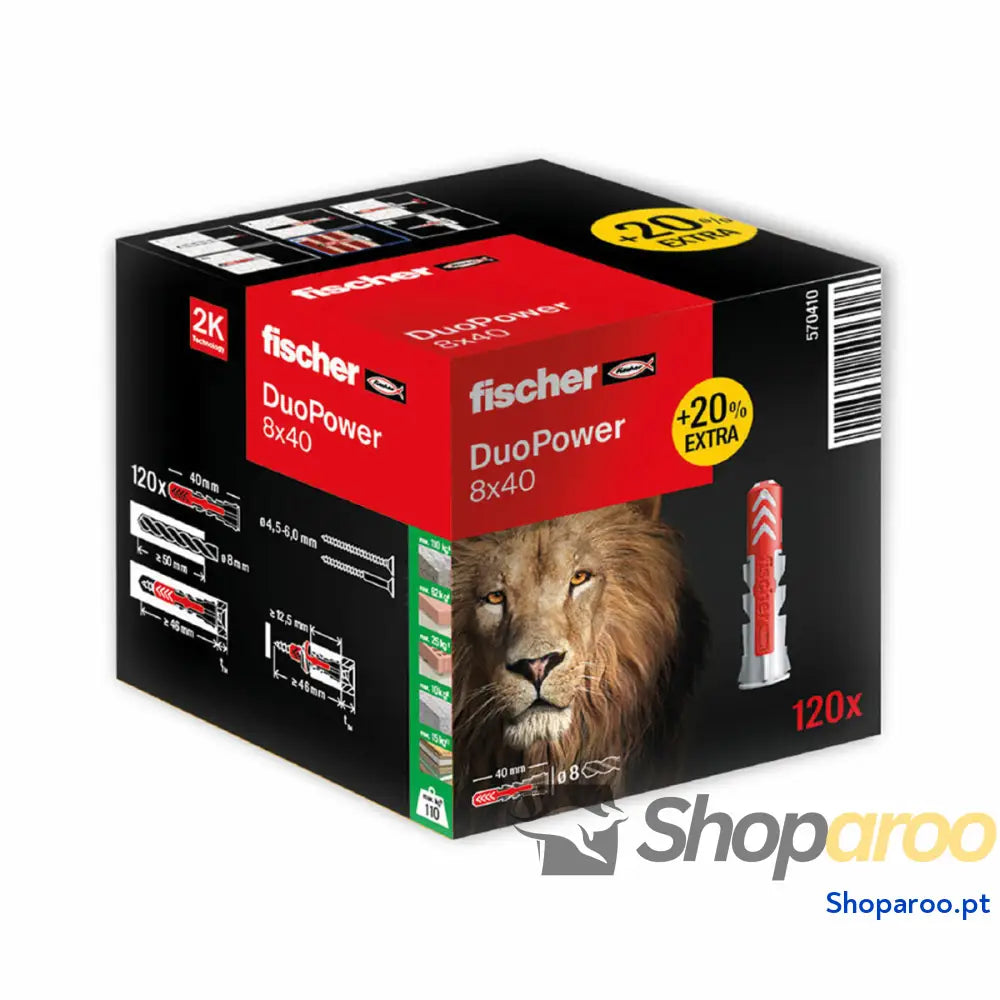 Tacos Fischer DuoPower 570410 8 x 40 mm (120 Unidades)