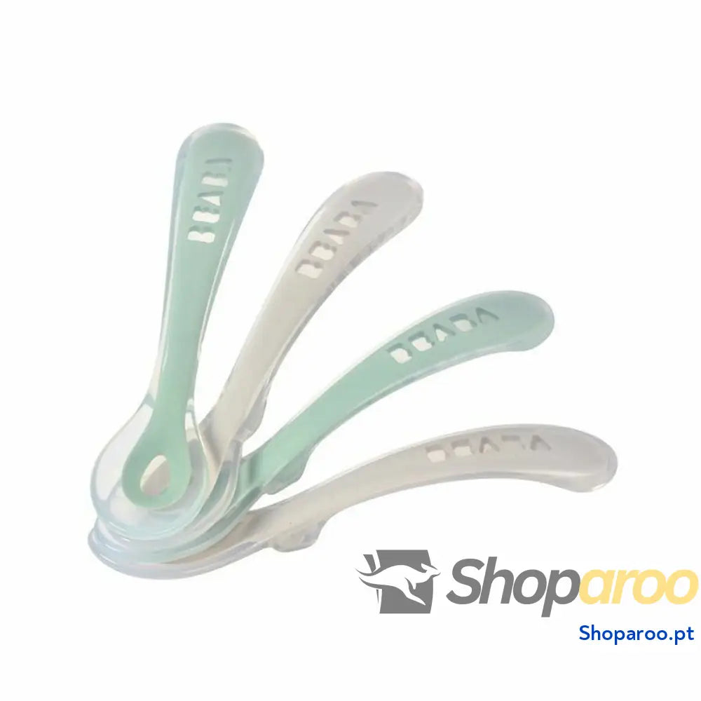 Talheres Béaba Verde Cinzento Silicone 4 Peças (4 Unidades)