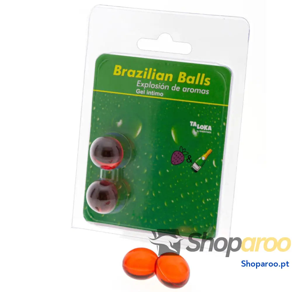TALOKA - 2 BOLAS BRASILEIRAS MORANGOS E CHAMPANHE GEL ÍNTIMO
