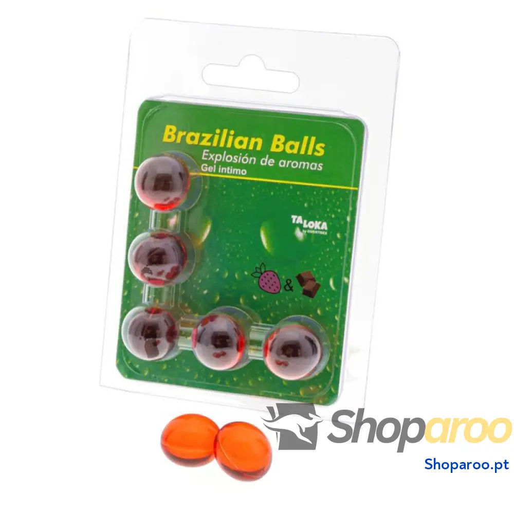 TALOKA - 5 BOLAS BRASILEIRAS DE MORANGO E CHOCOLATE GEL ÍNTIMO