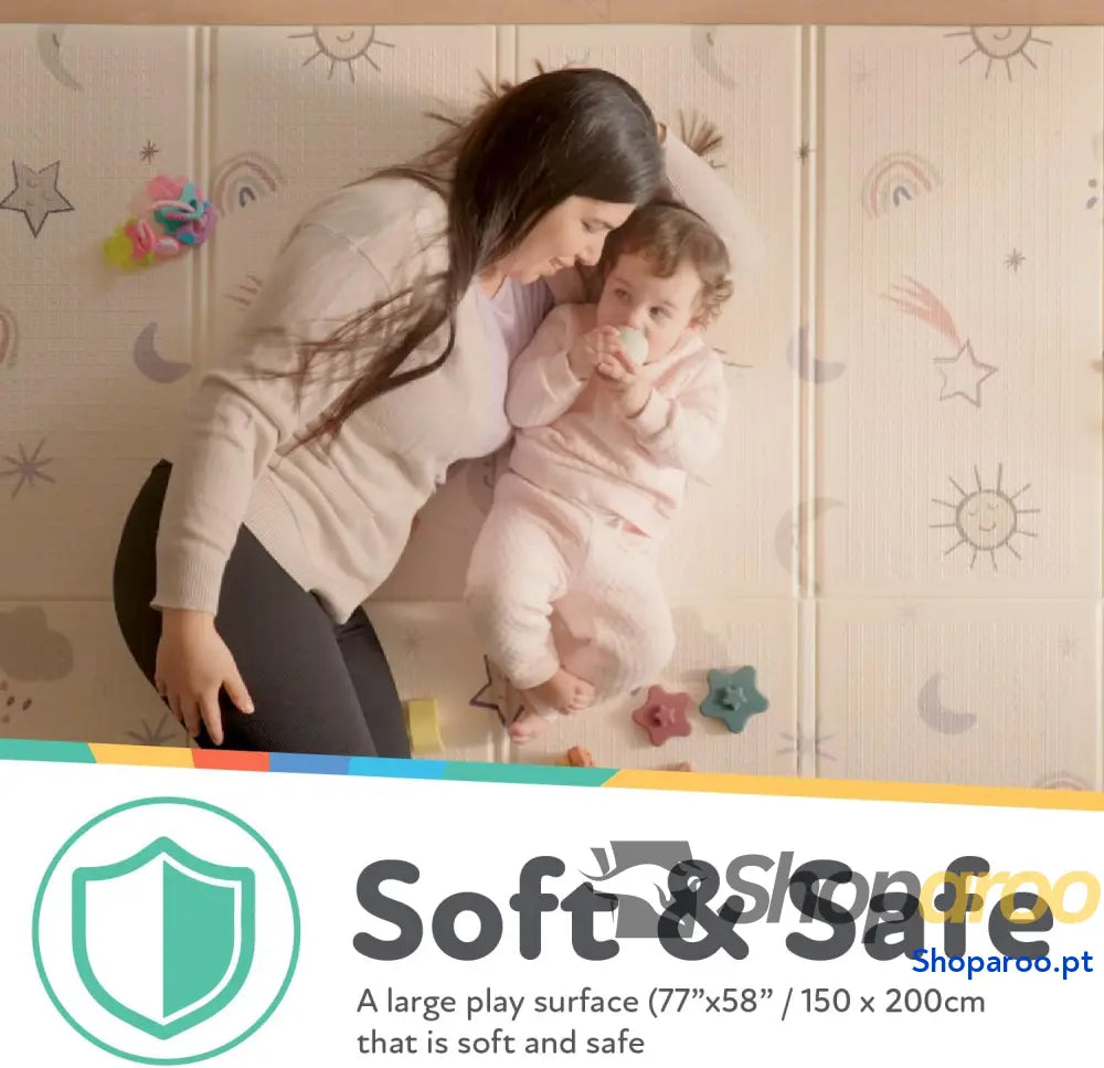 Tapete de bebé acolchoado dobrável reversível safari tapete leve para brincar no chão infantil grande com design