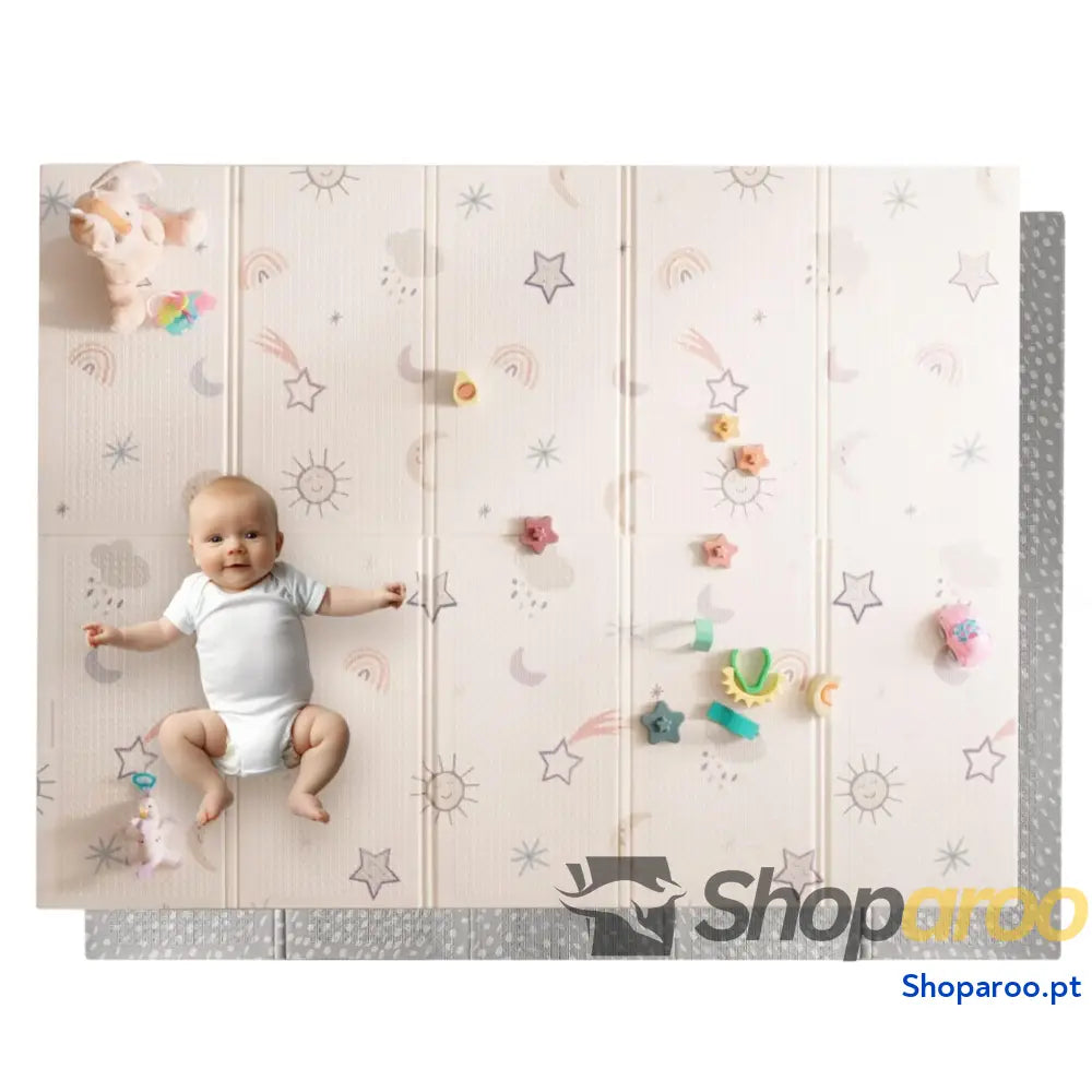 Tapete de bebé acolchoado dobrável reversível safari tapete leve para brincar no chão infantil grande com design