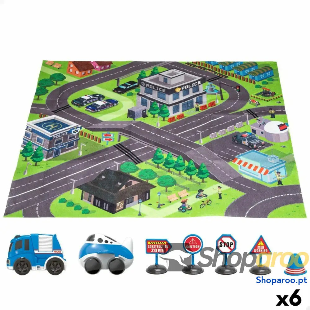 Tapete de jogos Speed & Go Acessórios Veículos Estrada Tecido Plástico (6 Unidades)