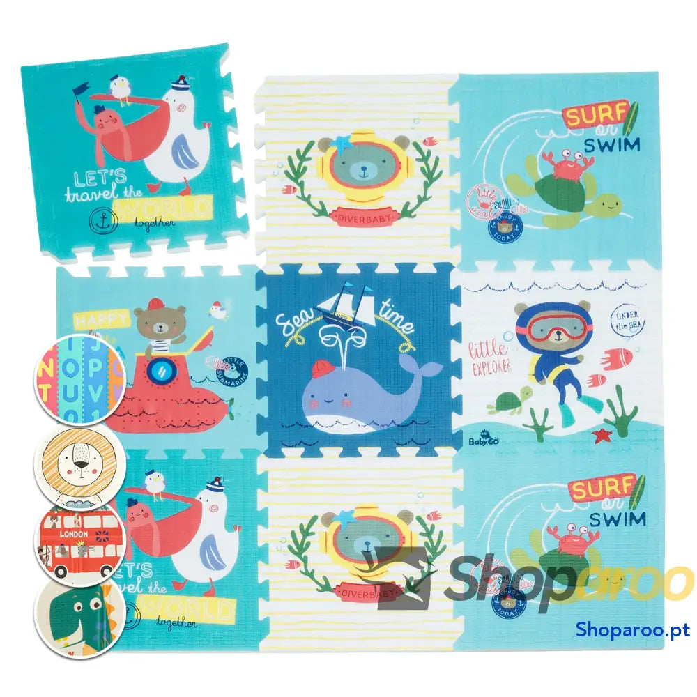 Tapete puzzle bebé 36 peças 195 x cm Espuma XPE ecológica não tóxica modelo de letras/números.