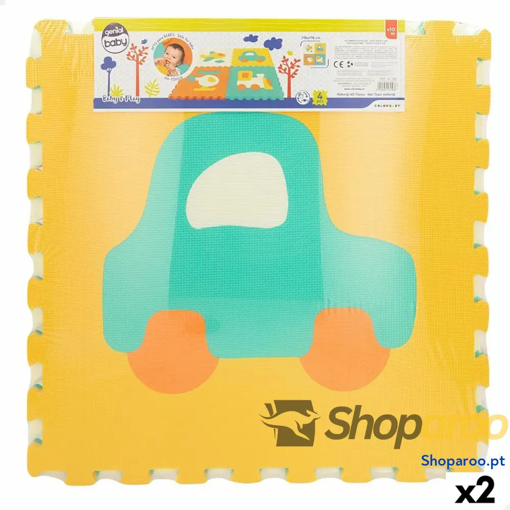 Tapete Puzzle Colorbaby 4 Peças Veículos 118 x cm EVA (2 Unidades)