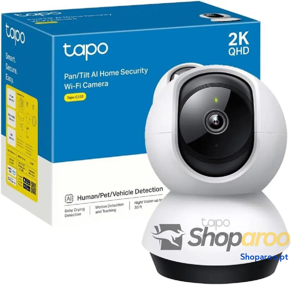 Tapo C220 IA Câmara de vigilância 360° 2K 4MP QHD inteligente visão noturna áudio bidirecional deteção movimento