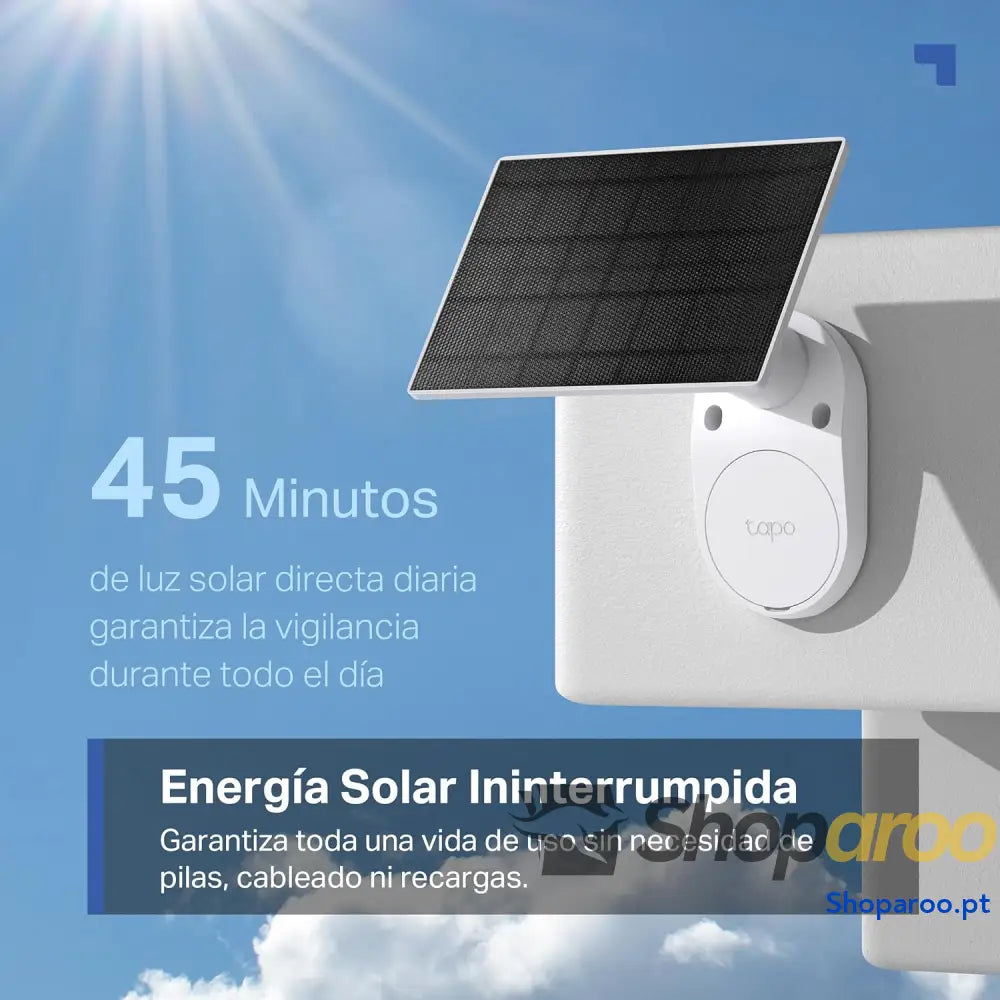 Tapo C410 Kit Câmara de vigilância solar com bateria exterior deteção pessoas por IA 2K 3 MP visão noturna colorida