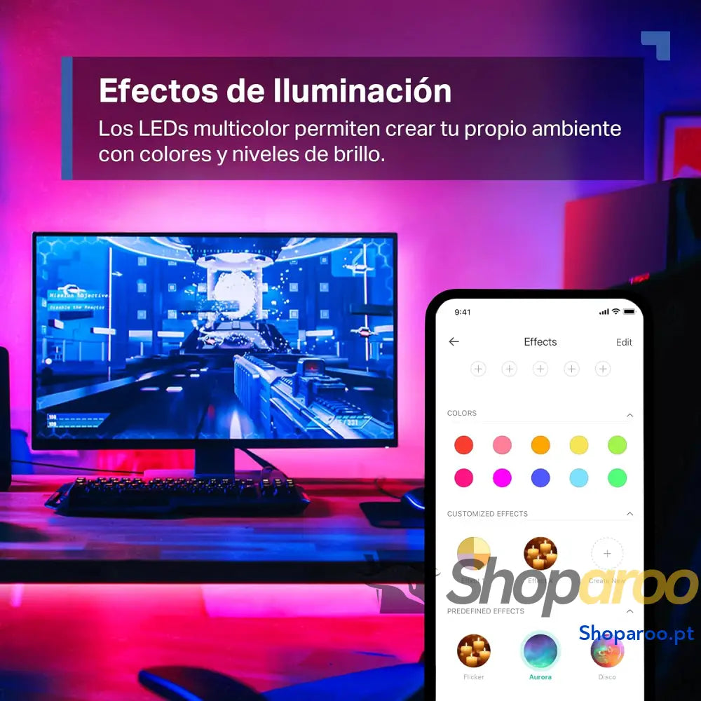 Tira LED Wi Fi de 5 m 12 V 16 milhões cores com 2100 mcd adequada para a família sincronização música compatível Google