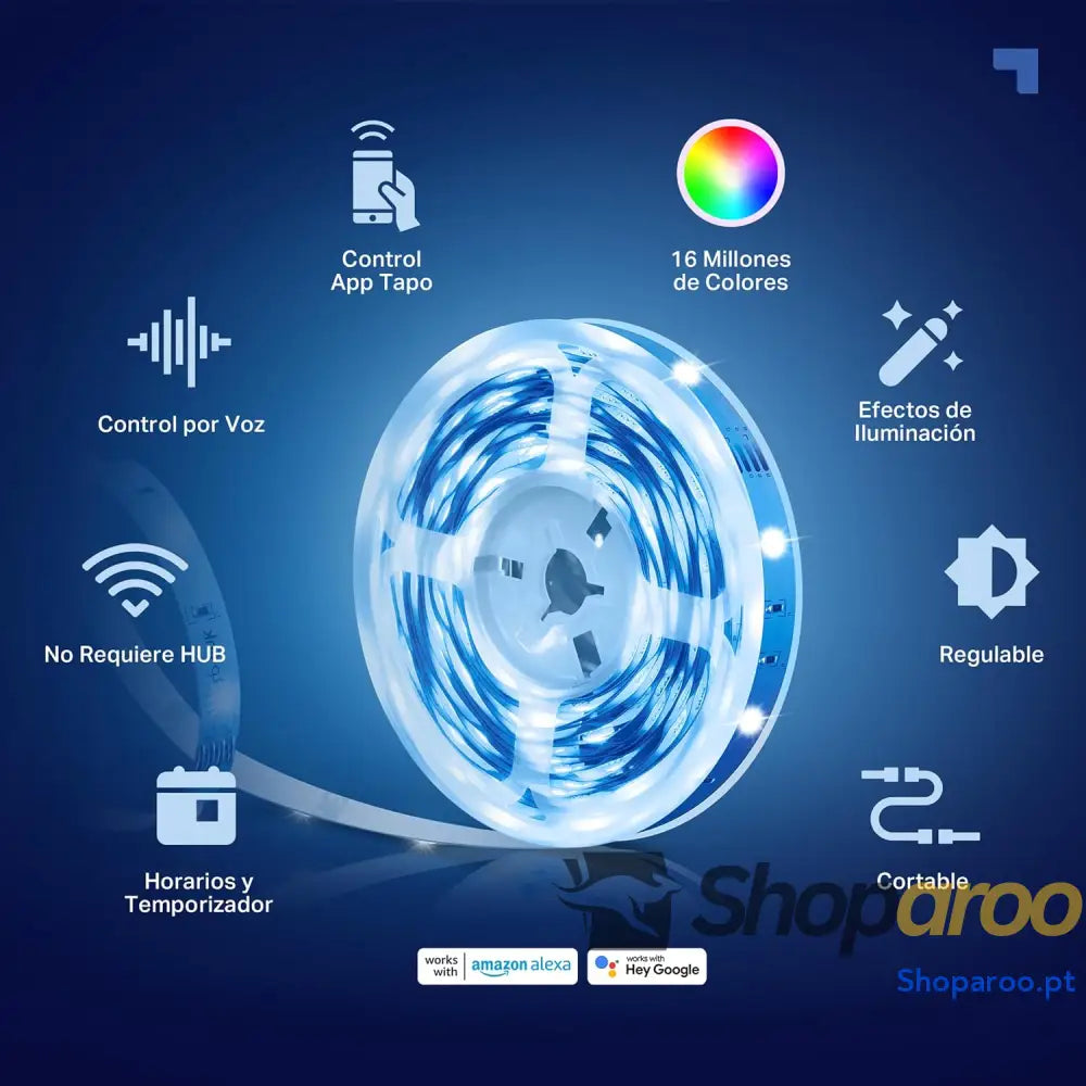Tira LED Wi Fi de 5 m 12 V 16 milhões cores com 2100 mcd adequada para a família sincronização música compatível Google