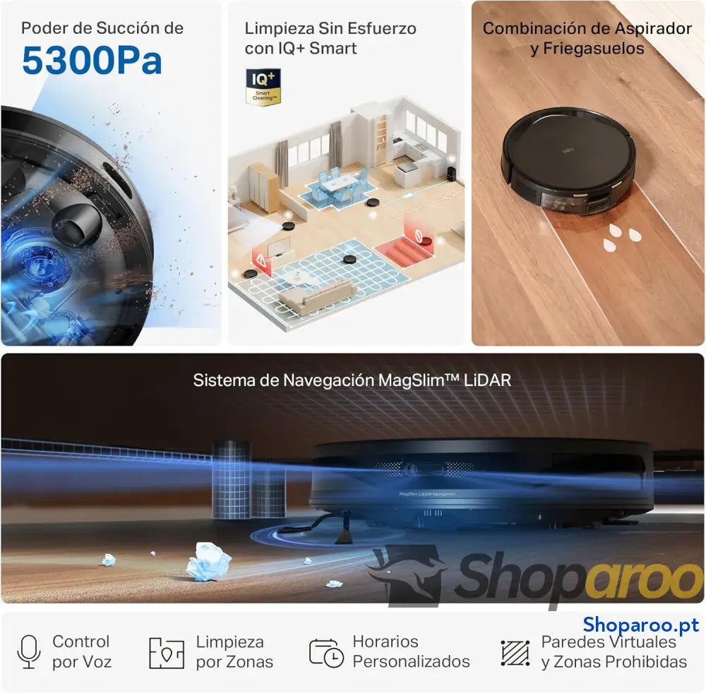 Tapo RV20 MAX Plus – Robot Aspirador y friegasuelos 4 en 1 succión de 5300 Pa Vaciado automático 3 L navegación LiDAR