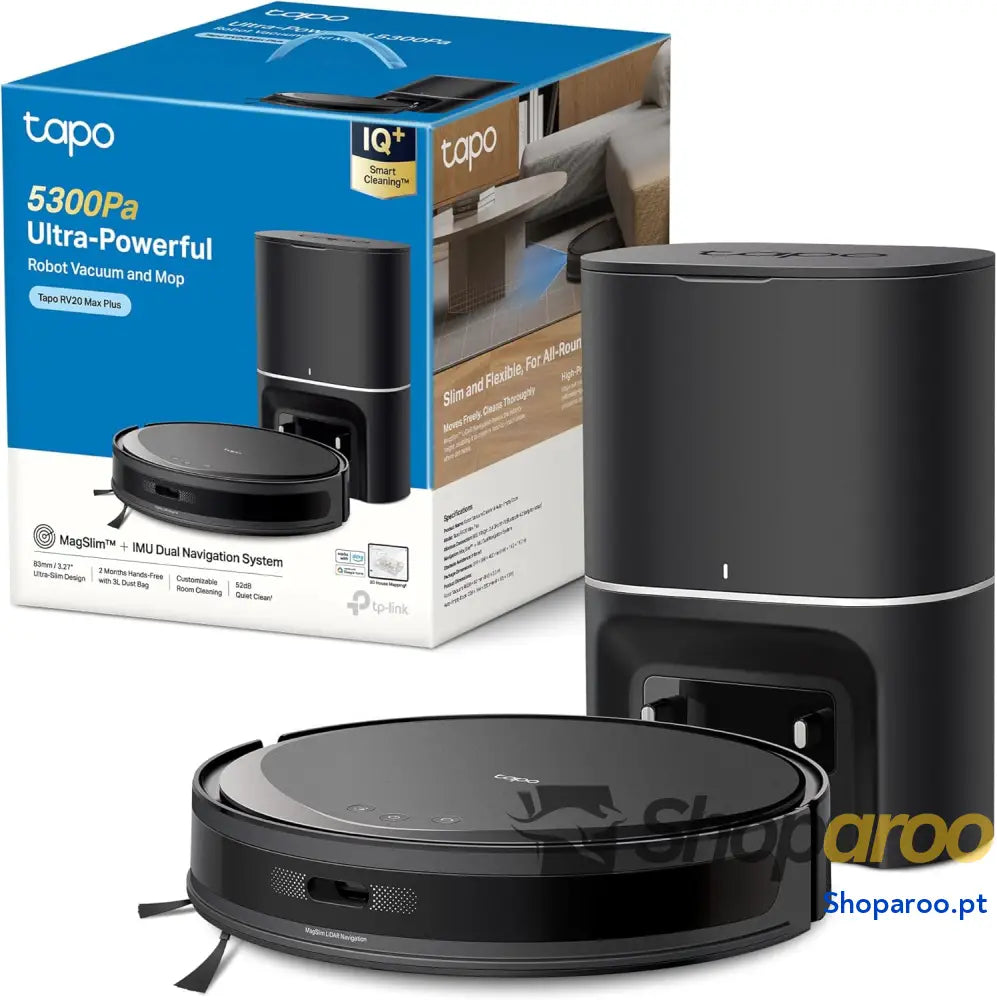 Tapo RV20 MAX Plus – Robot Aspirador y friegasuelos 4 en 1 succión de 5300 Pa Vaciado automático 3 L navegación LiDAR