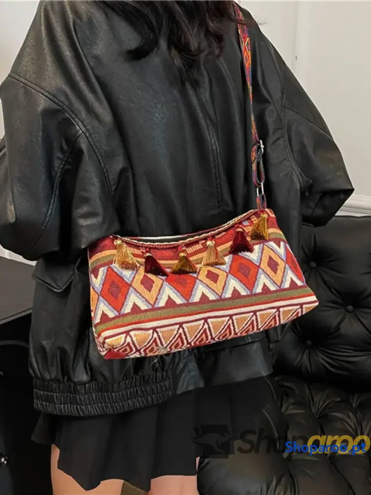 Tassel Adjustable Strap Shoulder Bag