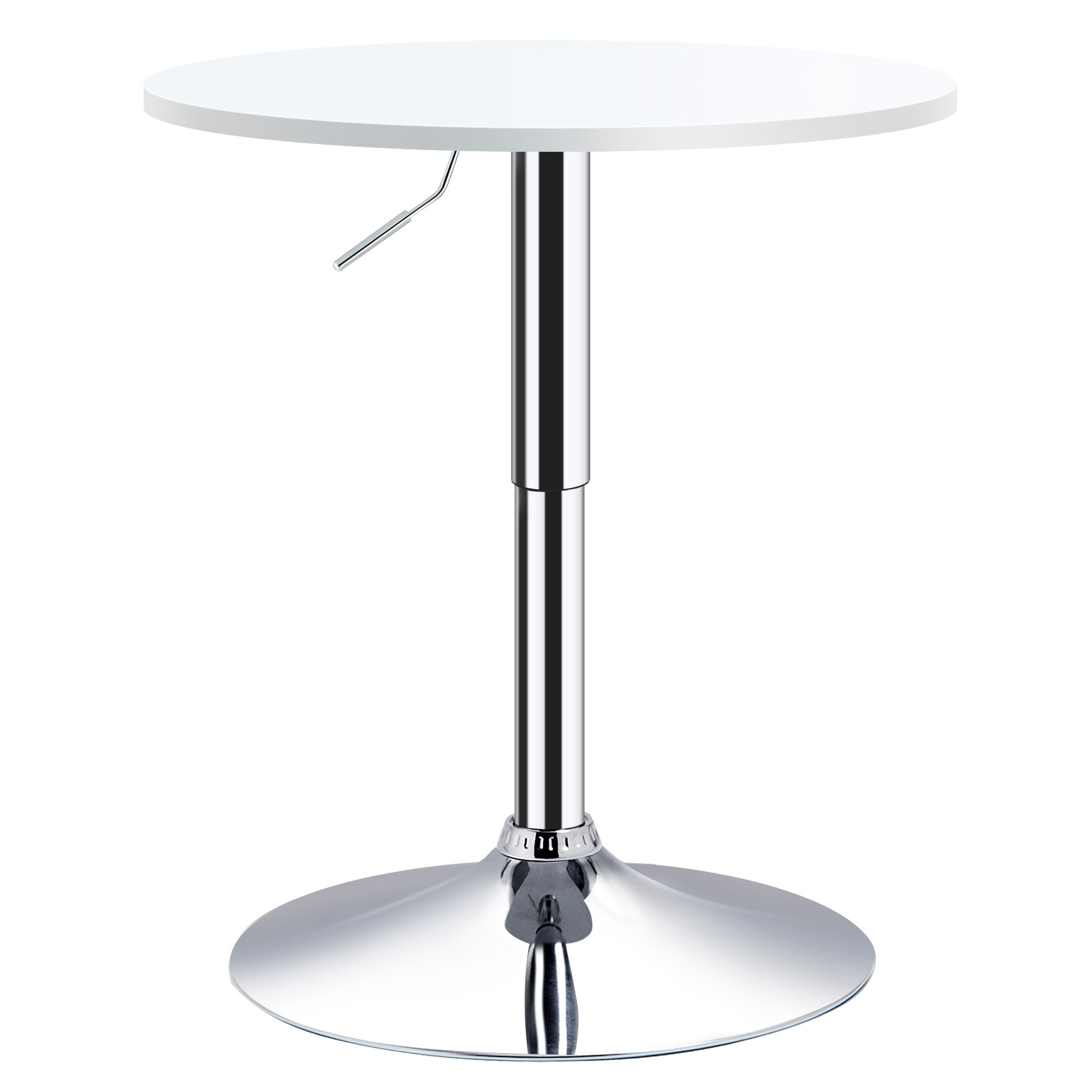 Mesa de bar ajustável branca com base redonda para cozinha ou sala de jantar