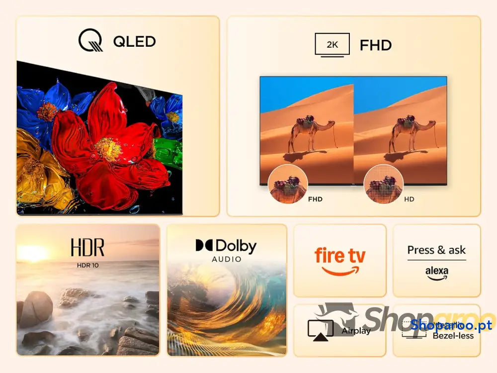 TCL 32SF560 – Smart QLED Full HD 32’’ TV Direct LED com Fire e HDR Pulse Pergunte à Alexa design metálico sem moldura