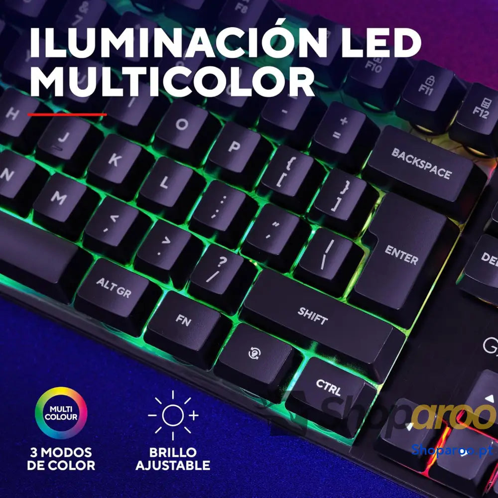 Teclado retroiluminado Trust Gaming GXT 835 Azor layout QWERTY espanhol iluminação LED teclado gaming com fios