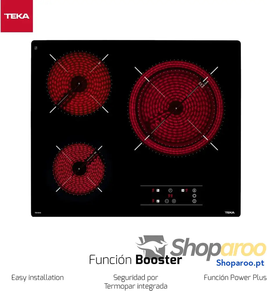 Teka TB PRO 6315 Vitrocerâmica 3 Queimadores 60 cm Tecnologia Touch Control com Cronómetro Cor Preto