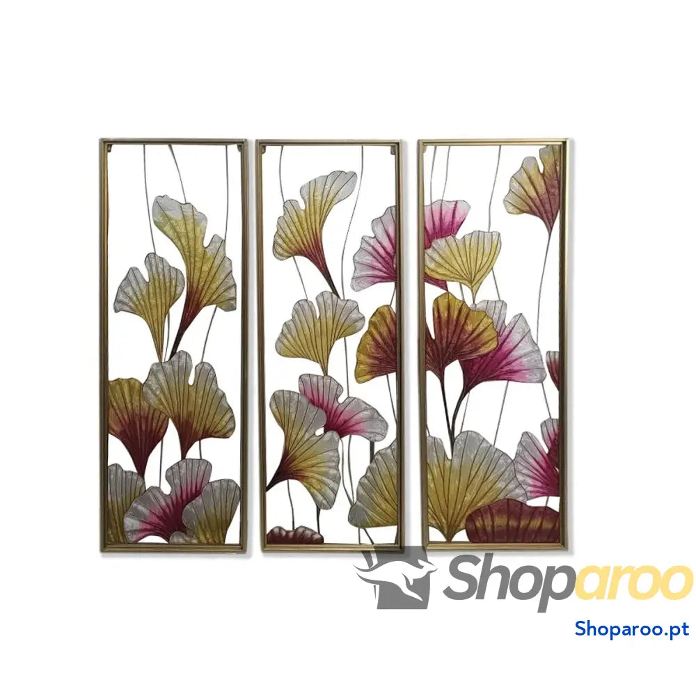 Tela DKD Home Decor 3 Peças Tropical Folha de planta (122 x 122 cm)