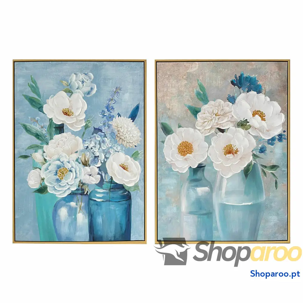 Tela DKD Home Decor 60 x 3,5 80 cm Vaso Shabby Chic (2 Unidades)