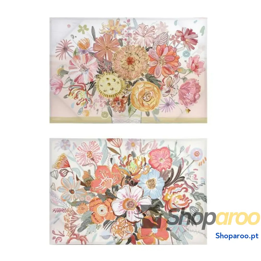 Tela DKD Home Decor Bloemen (2 Unidades) (90 x 3 60 cm)