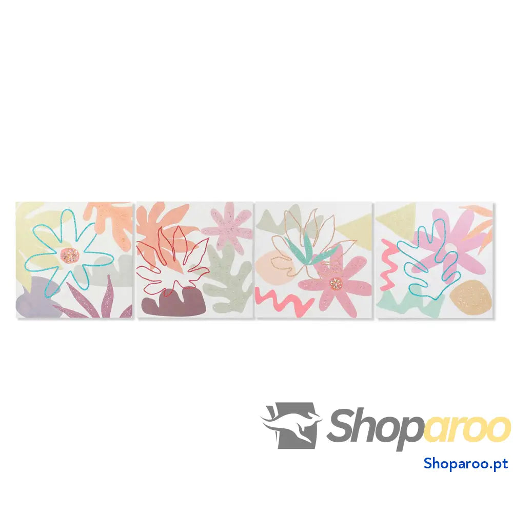 Tela DKD Home Decor Bloemen (60 x 1,8 60 cm) (4 Unidades)
