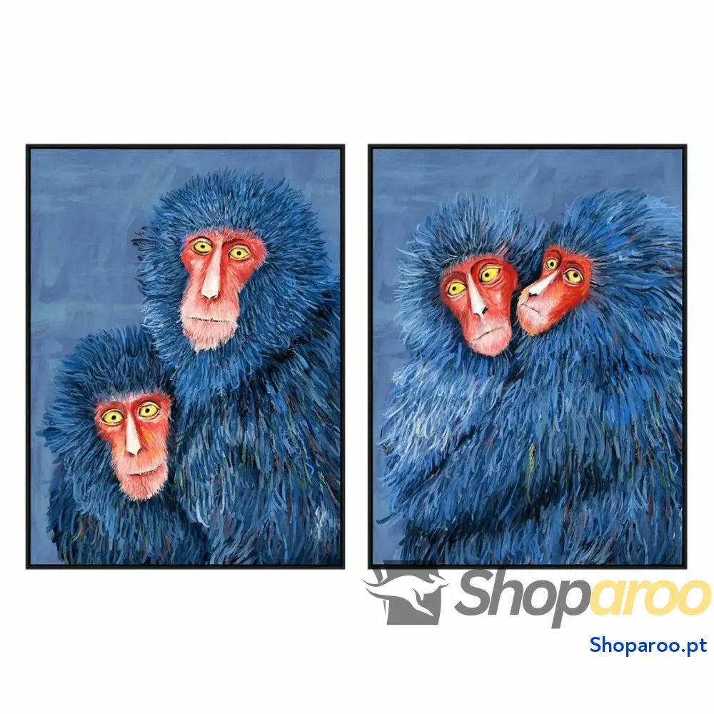 Tela DKD Home Decor Moderno Macacos 90 x 4 120 cm (2 Unidades)