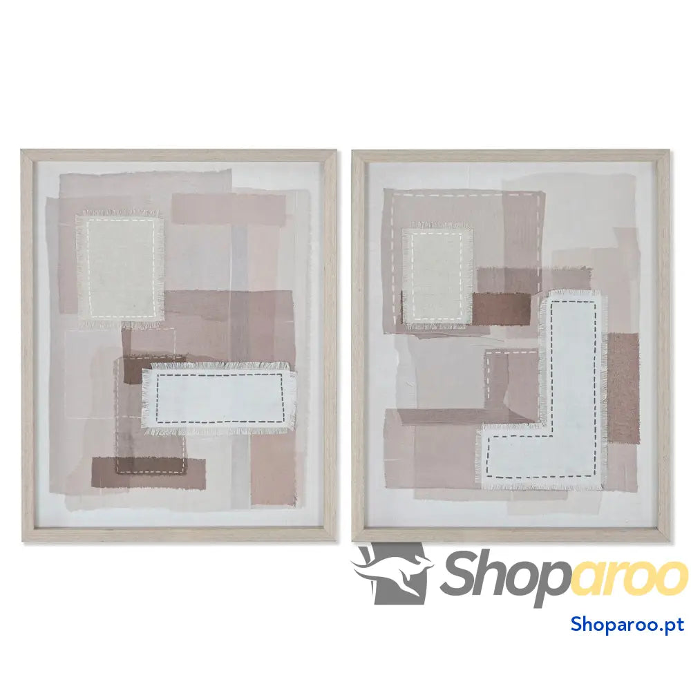 Tela Home ESPRIT Bege Cinzento Abstrato Moderno 40 x 2,5 50 cm (2 Unidades)