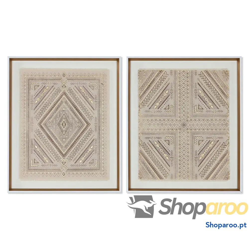 Tela Home ESPRIT Branco Natural Boho 50 x 3,8 60 cm (2 Unidades)