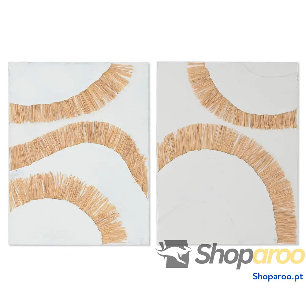 Tela Home ESPRIT Branco Natural Boho 60 x 3 80 cm (2 Unidades)