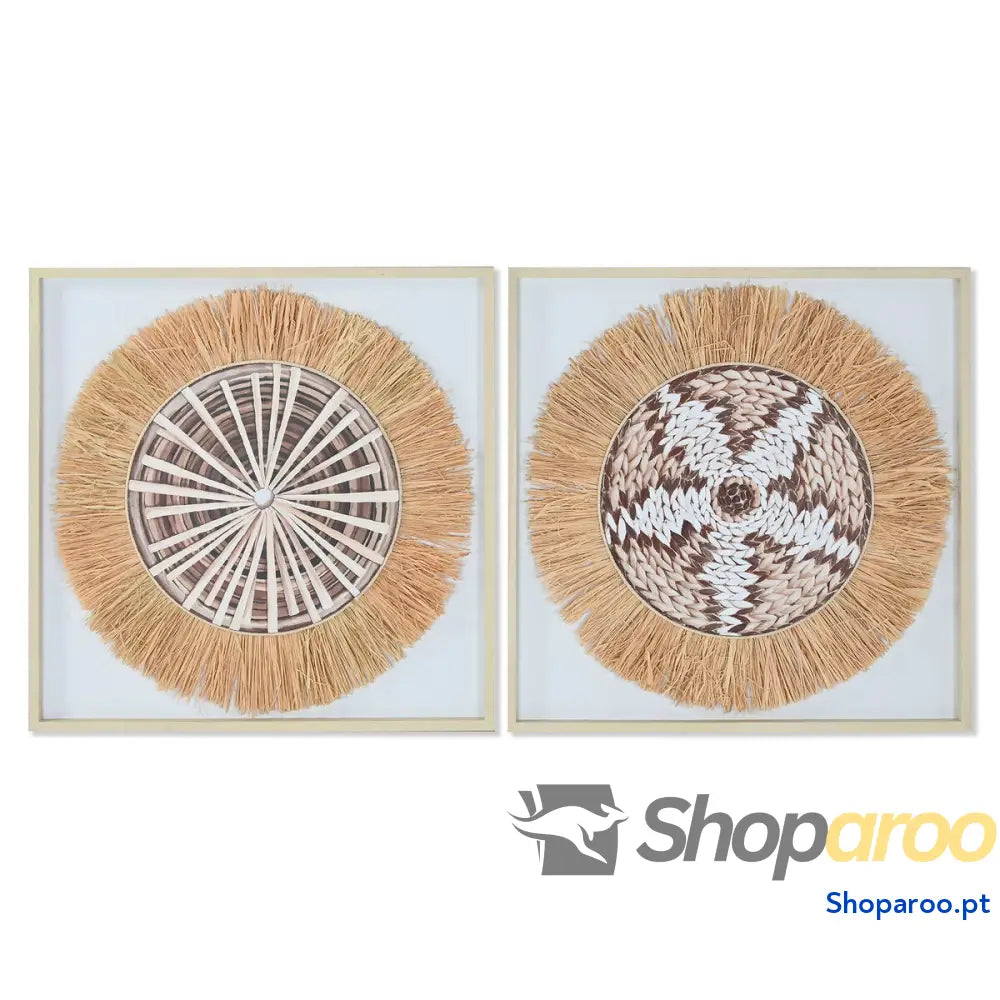 Tela Home ESPRIT Branco Natural Boho 60 x 3 cm (2 Unidades)