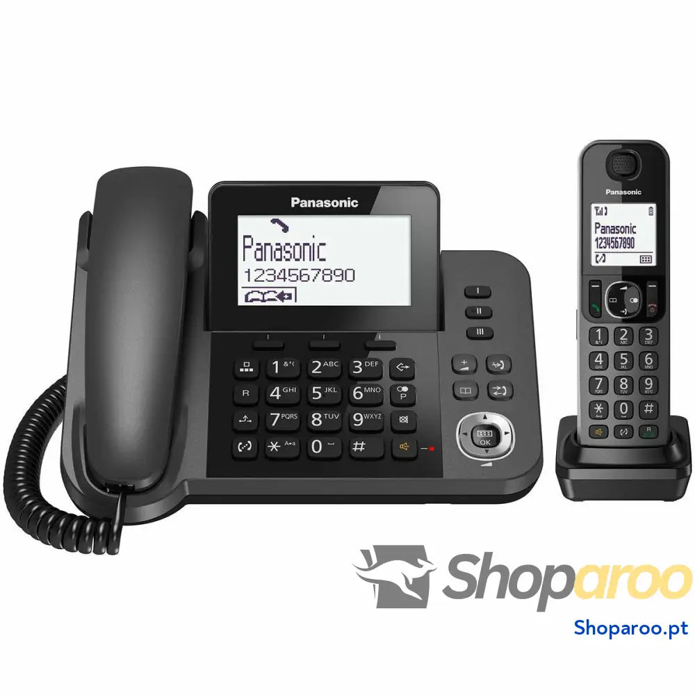 Telefone Fixo Panasonic KX-TGF310 Branco Preto Cinzento