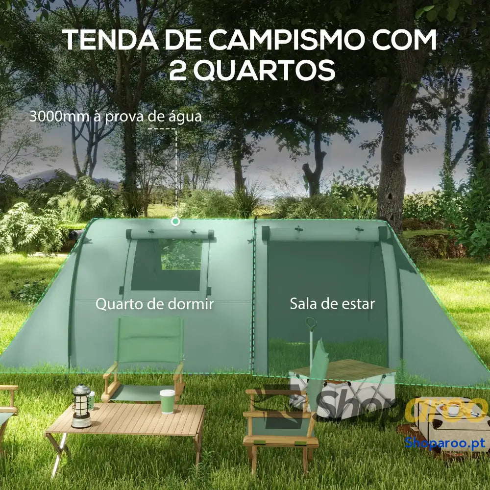 Tenda Campismo Dobrável Familiar para 3 Pessoas Impermeável Cinzento