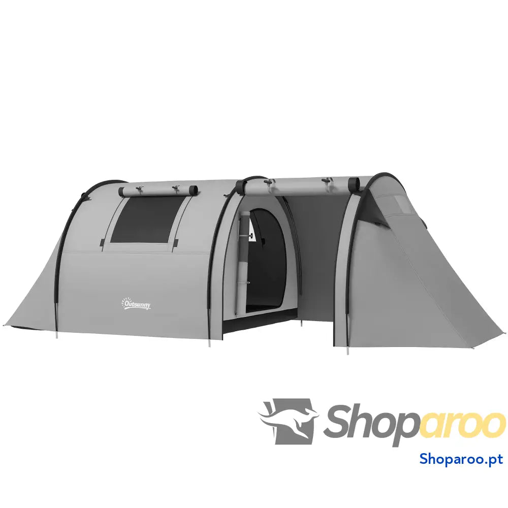 Tenda Campismo Dobrável Familiar para 3 Pessoas Impermeável Cinzento