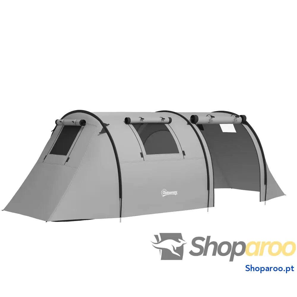 Tenda Campismo Dobrável Familiar para 3 Pessoas Impermeável Cinzento