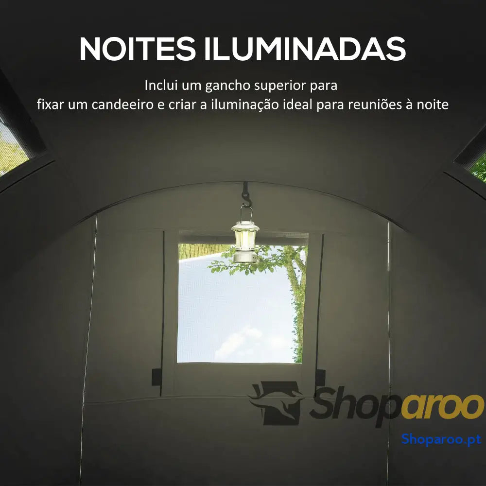 Tenda Campismo Dobrável Familiar para 3 Pessoas Impermeável Cinzento