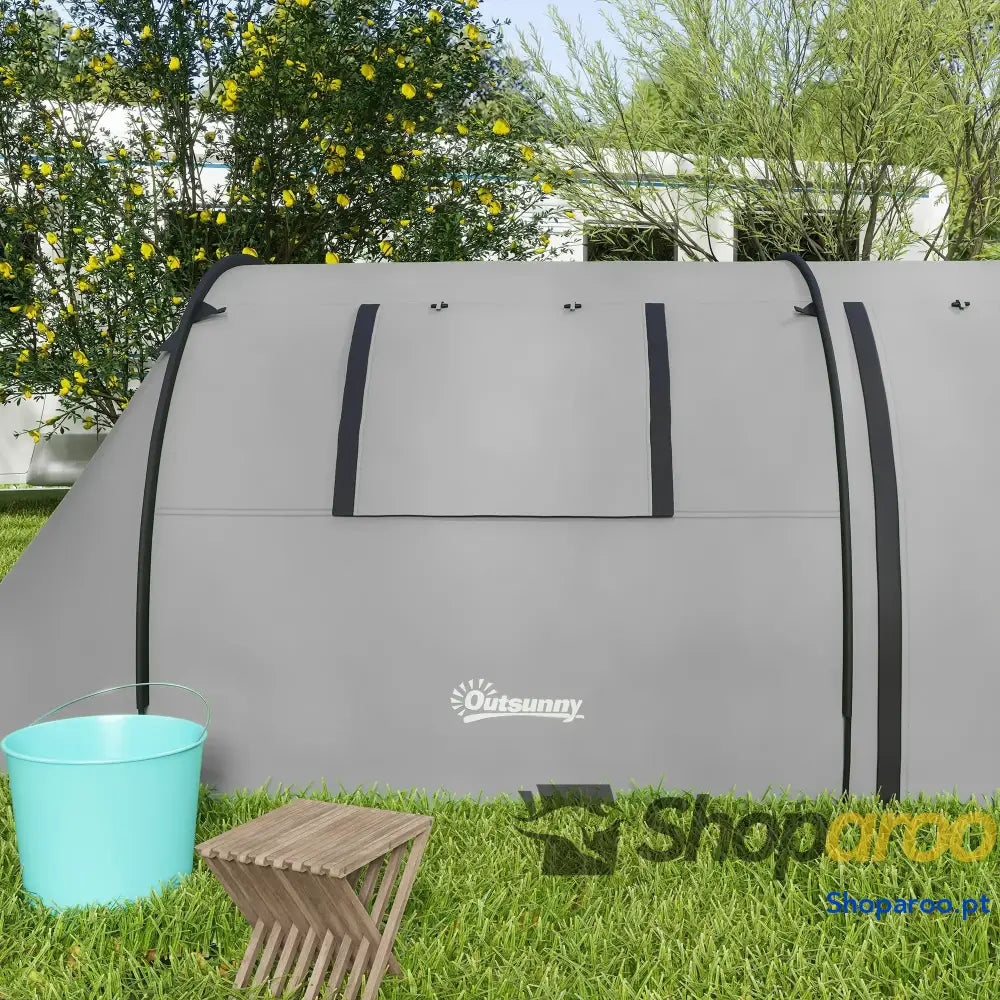 Tenda Campismo Dobrável Familiar para 3 Pessoas Impermeável Cinzento