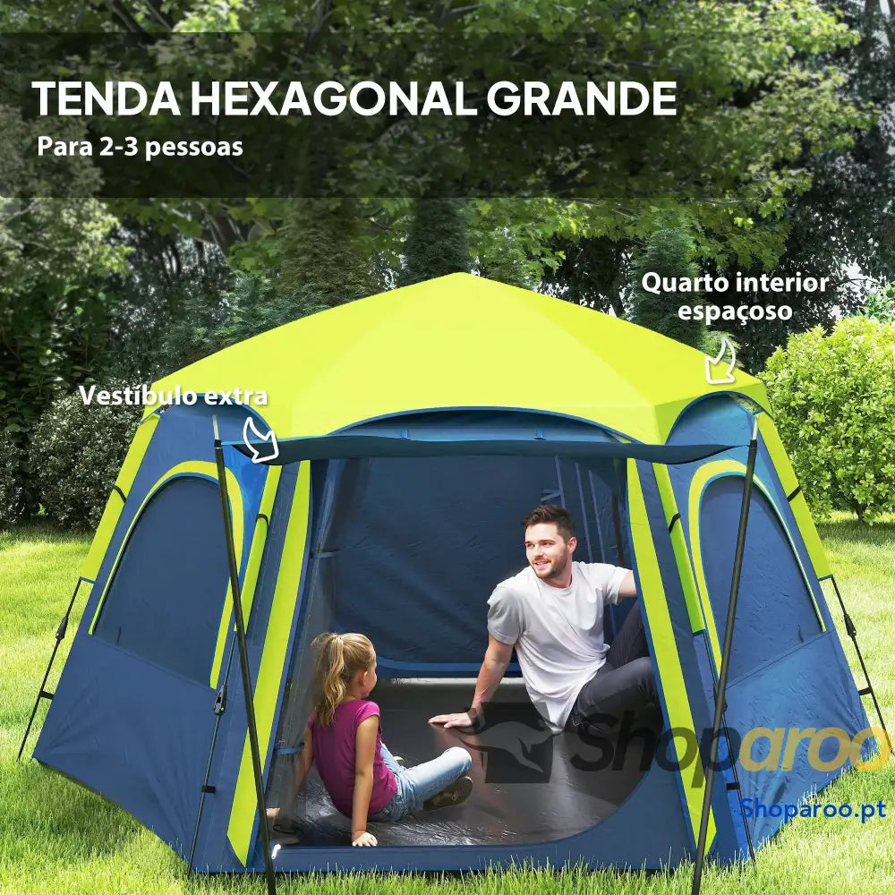 Tenda de Campismo Dobrável para 2 a 3 Pessoas com Bolsa Transporte