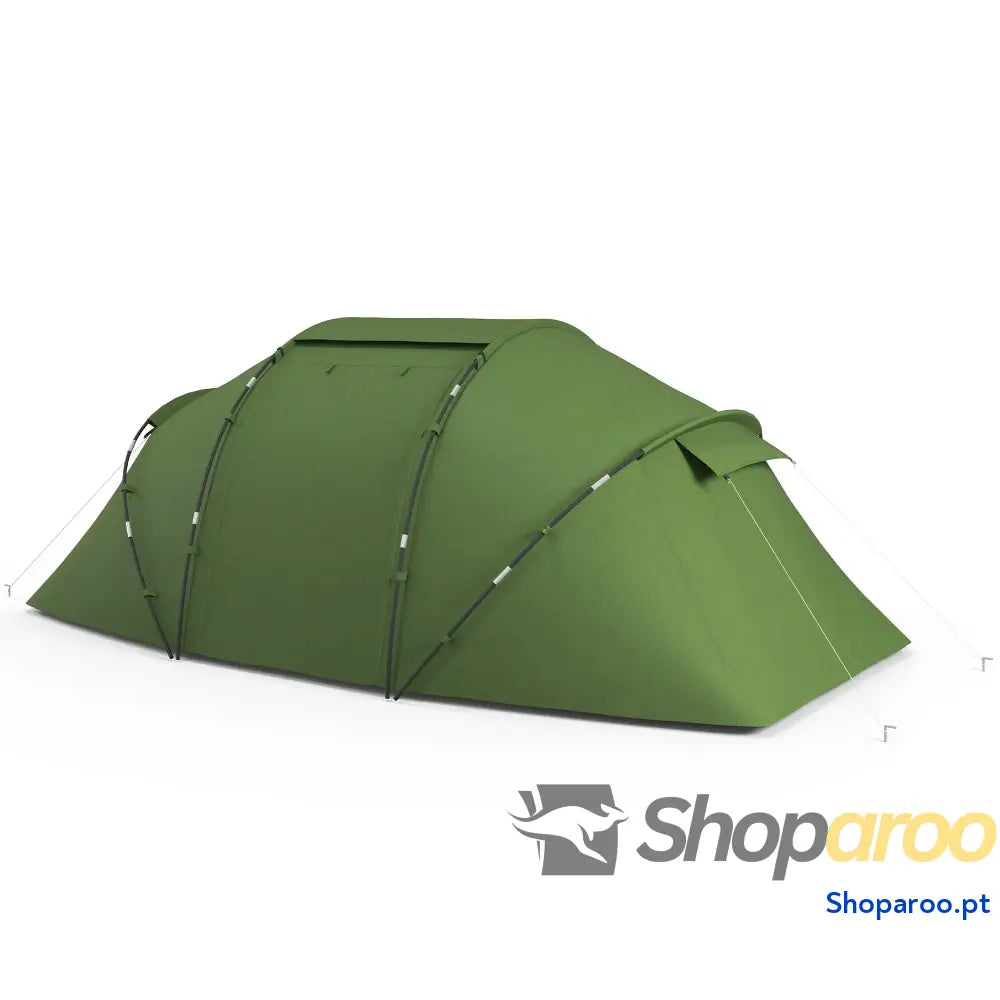 Tenda de Campismo Familiar Dobrável para 4 Pessoas Verde Impermeável
