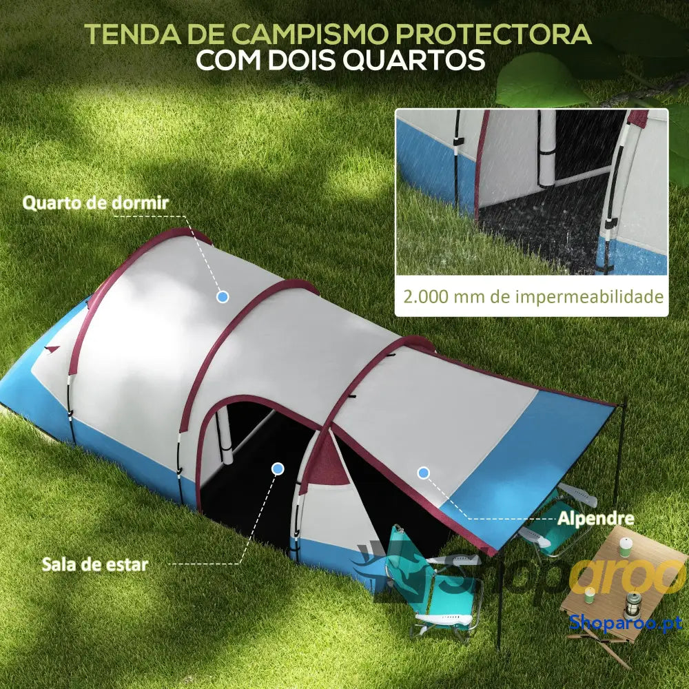 Tenda de Campismo Familiar para 2-3 Pessoas com Sala Estar Impermeável