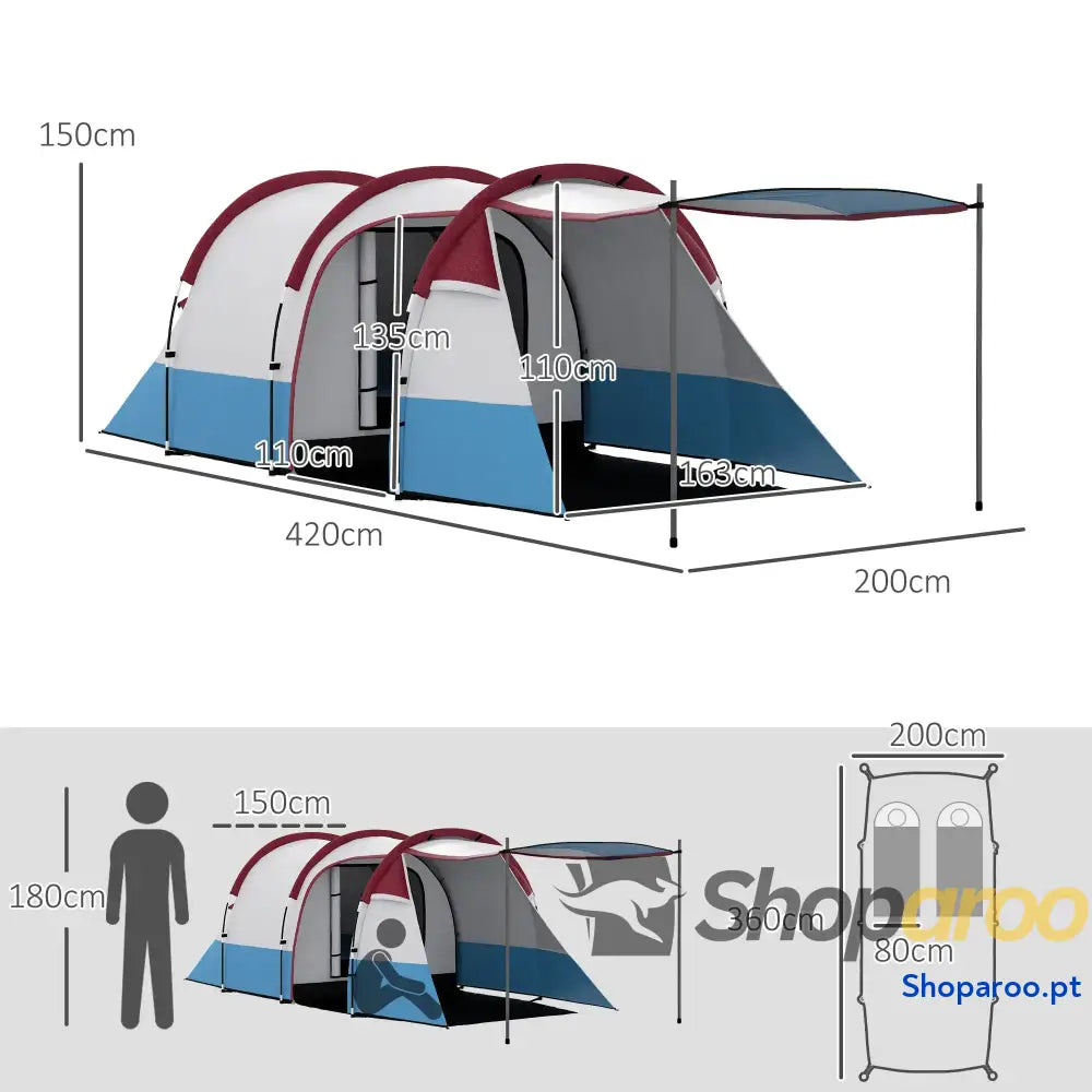 Tenda de Campismo Familiar para 2-3 Pessoas com Sala Estar Impermeável