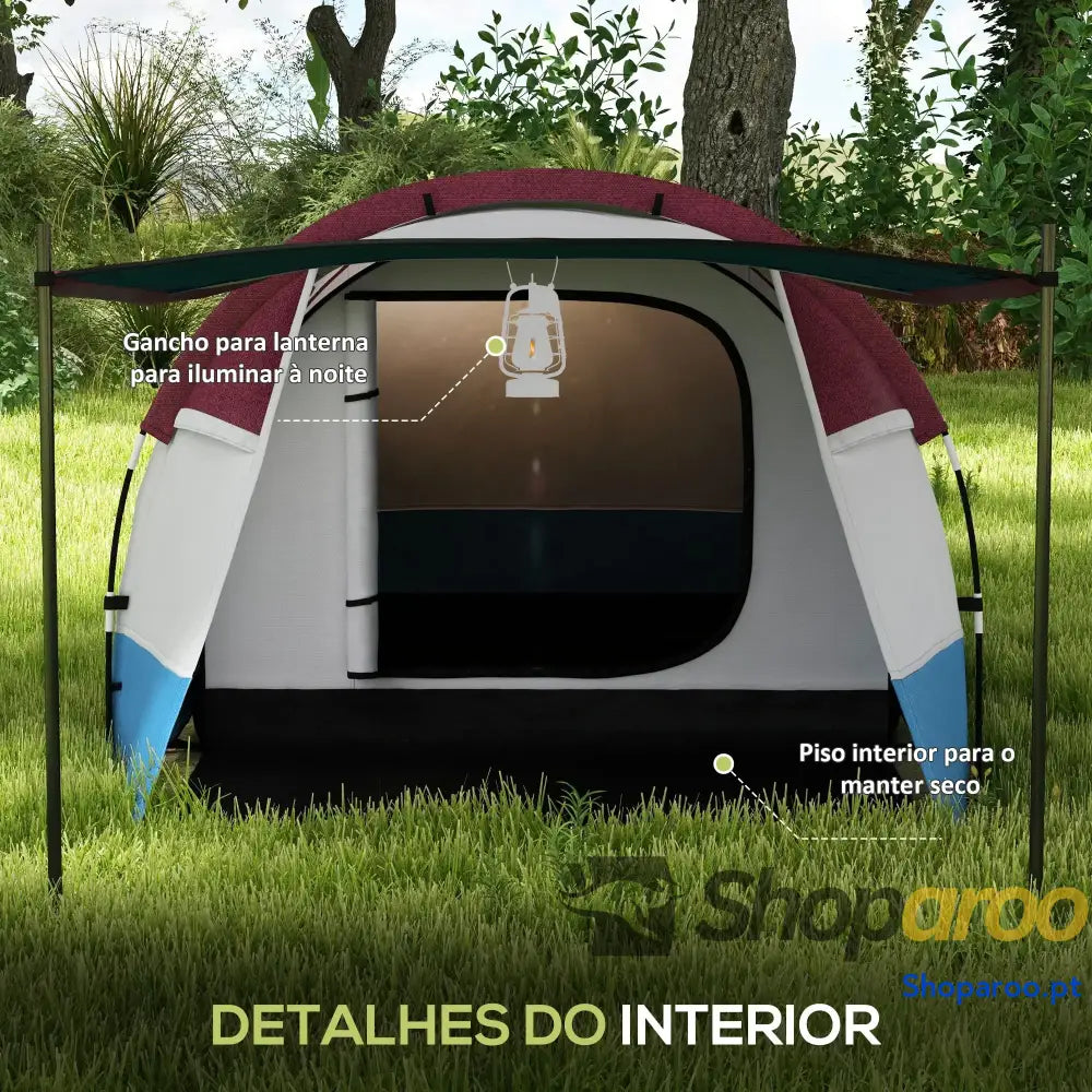 Tenda de Campismo Familiar para 2-3 Pessoas com Sala Estar Impermeável