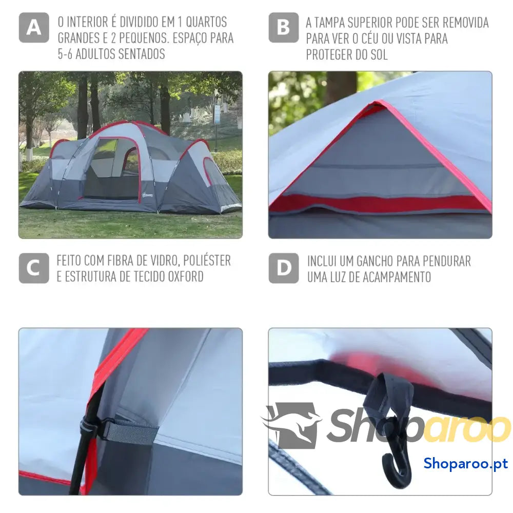 Tenda de Campismo Impermeável para 4 a 5 Pessoas com Proteção UV